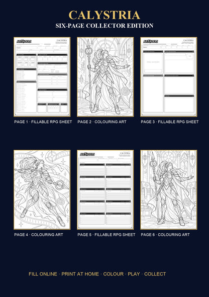 Calystria Coloring Character Sheet 6