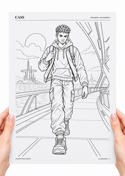 Cass Coloring Character Sheet — 03-hands-back; protected preview
