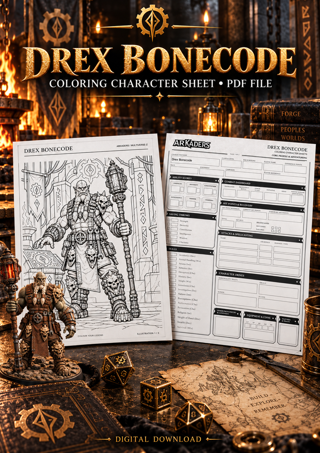 Drex Bonecode Coloring Character Sheet — cover