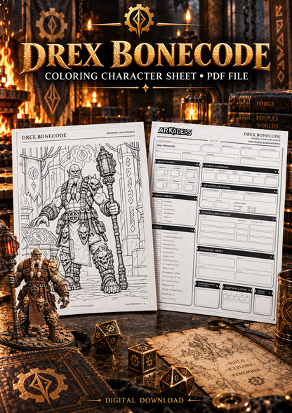 Drex Bonecode Coloring Character Sheet — cover