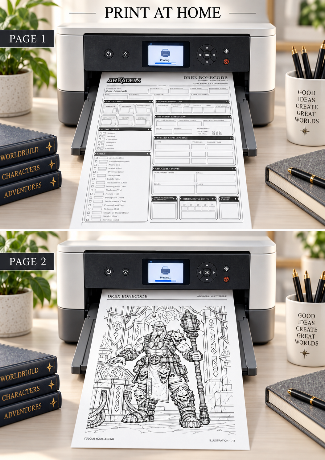 Drex Bonecode Coloring Character Sheet — print at home