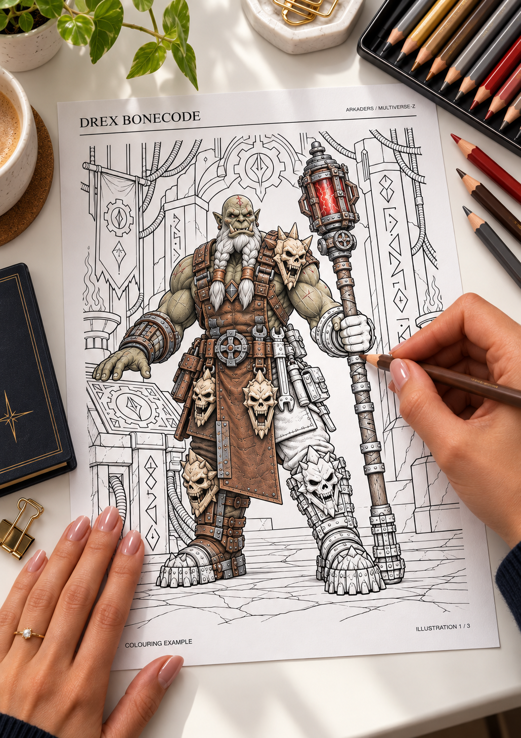 Drex Bonecode Coloring Character Sheet — coloring example