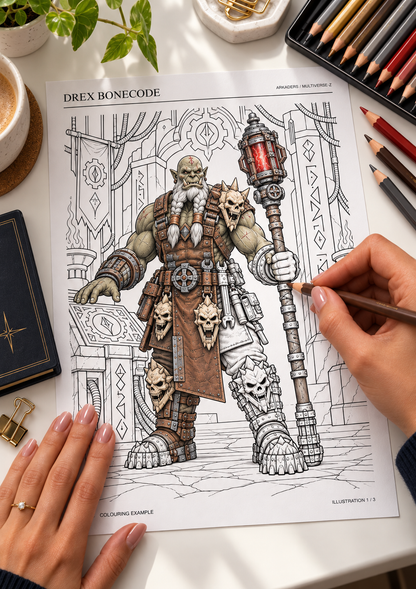 Drex Bonecode Coloring Character Sheet — coloring example