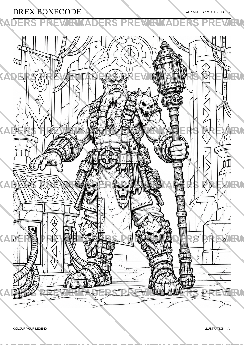 Drex Bonecode Coloring Character Sheet — protected preview page 2