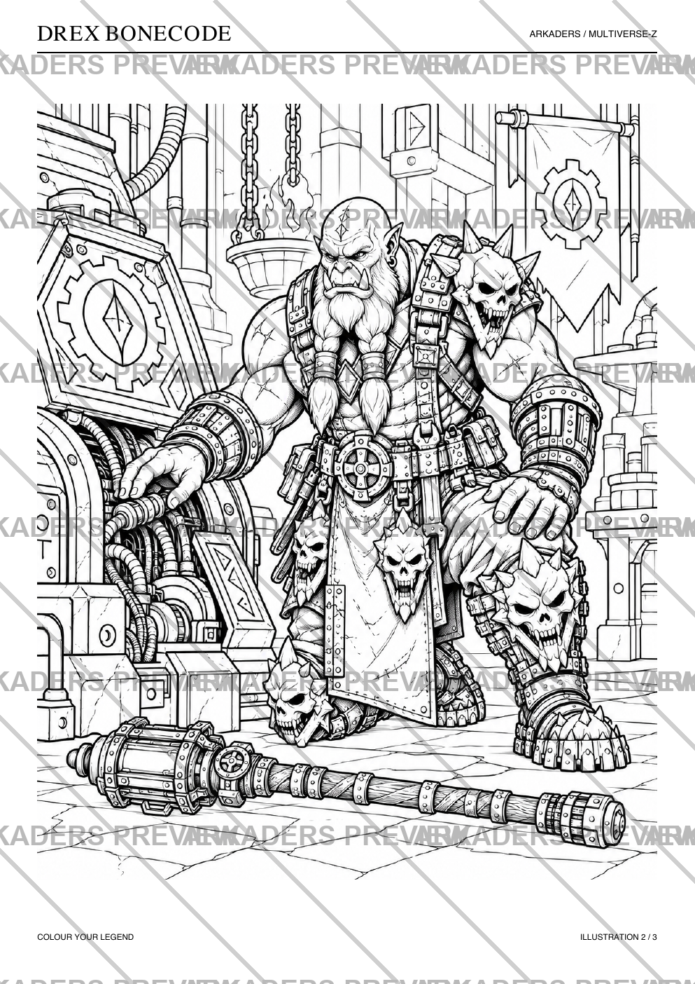 Drex Bonecode Coloring Character Sheet — protected preview page 4