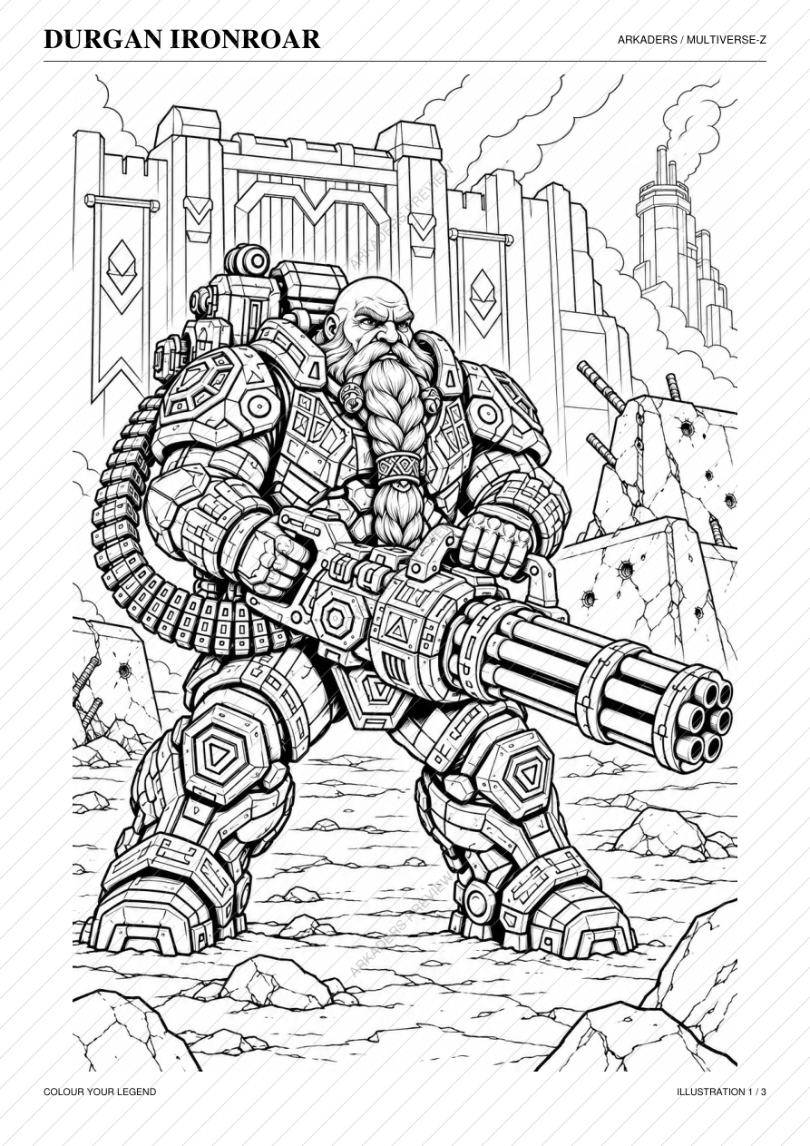 Durgan Ironroar Coloring Character Sheet — protected preview page 2