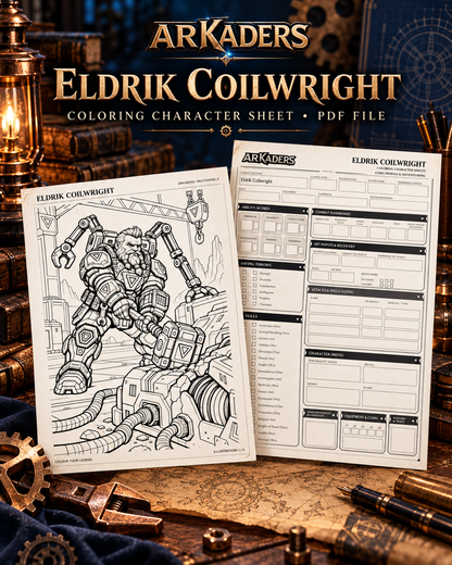 Eldrik Coilwright Coloring Character Sheet — cover