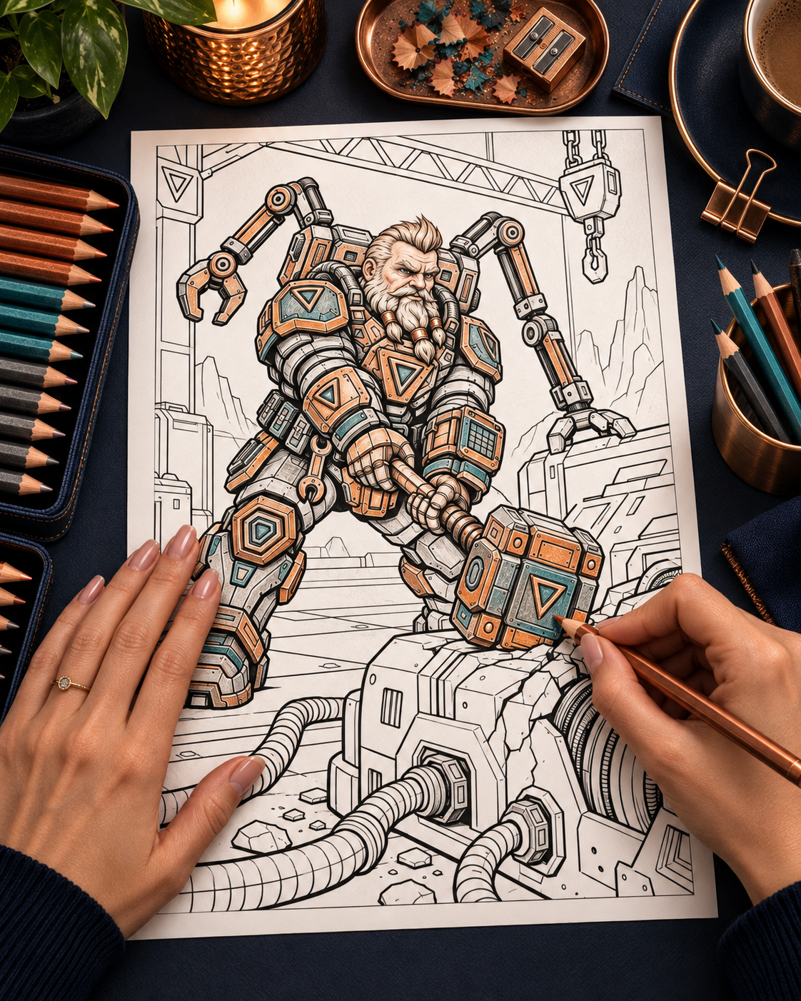 Eldrik Coilwright Coloring Character Sheet — coloring setup
