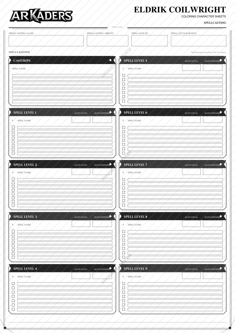 Eldrik Coilwright Coloring Character Sheet — protected preview page 5