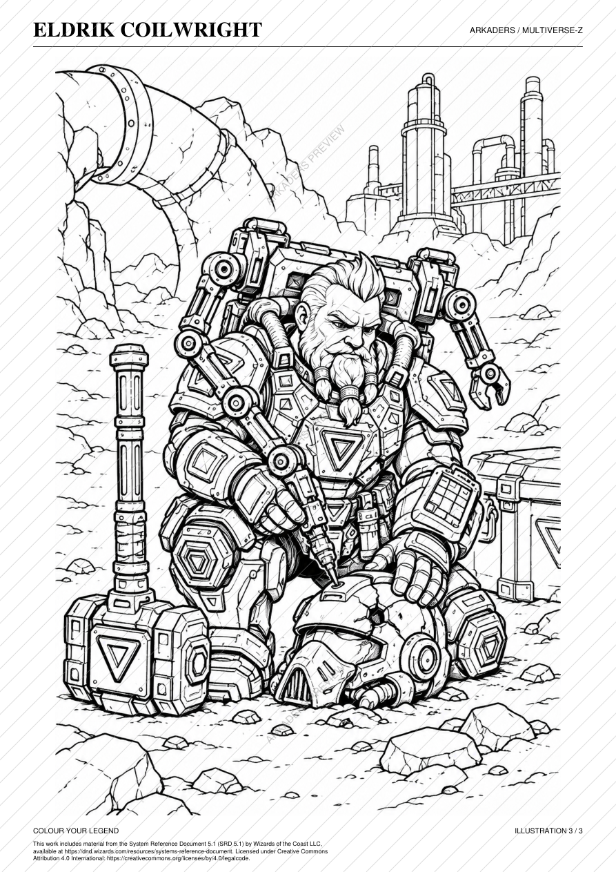 Eldrik Coilwright Coloring Character Sheet — protected preview page 6