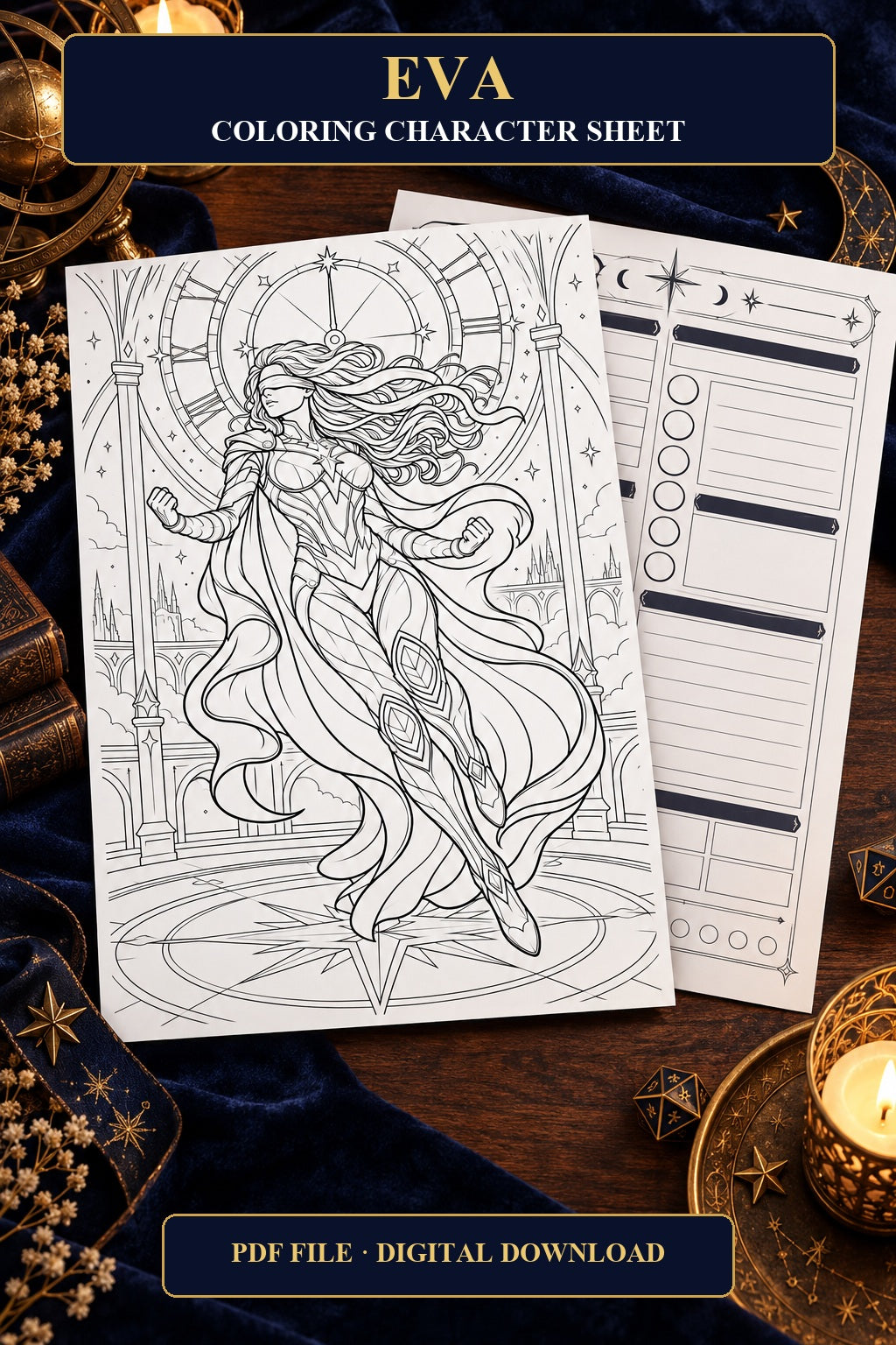 Eva Coloring Character Sheet 1