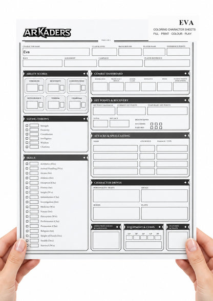 Eva Coloring Character Sheet 2