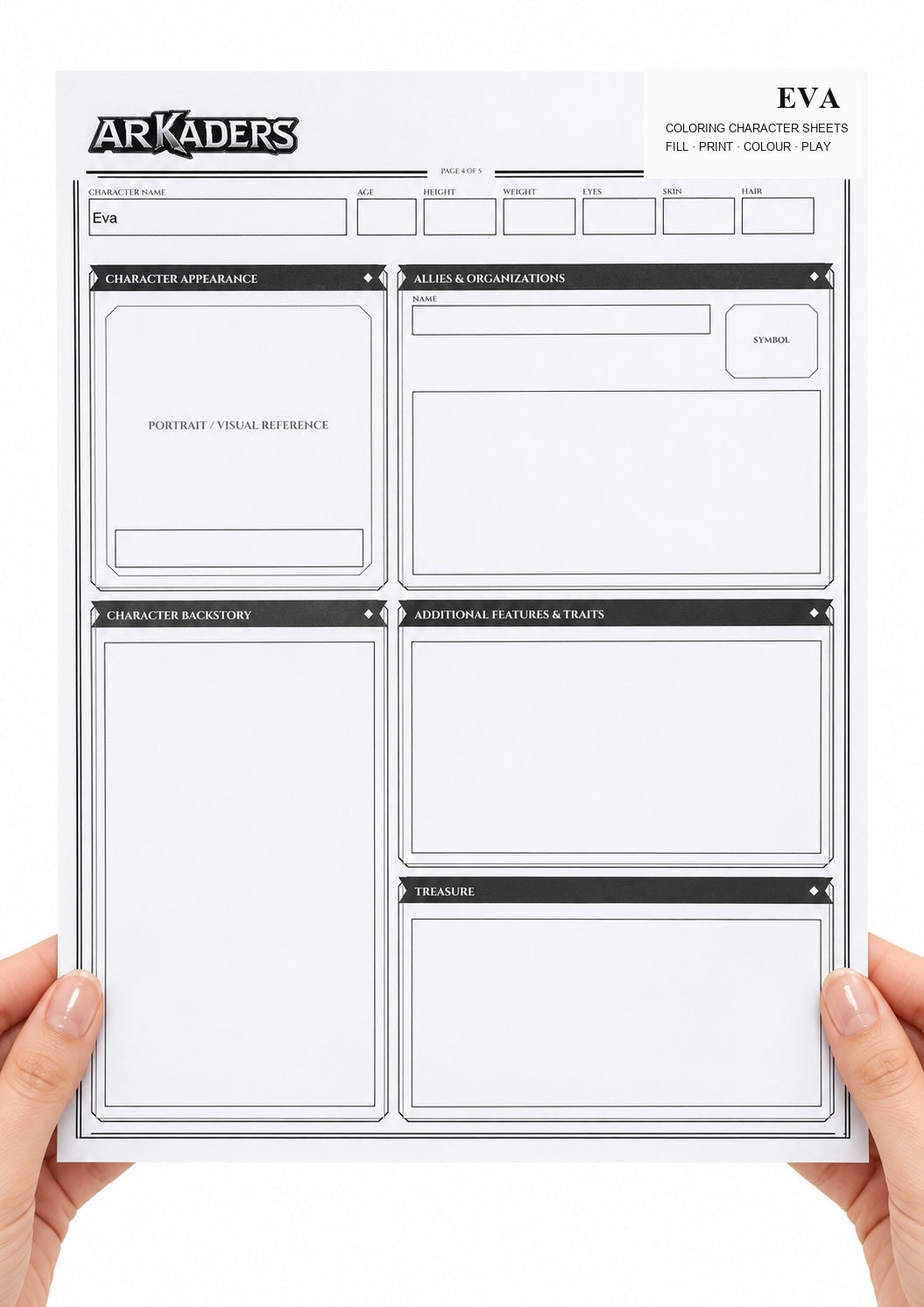 Eva Coloring Character Sheet 3