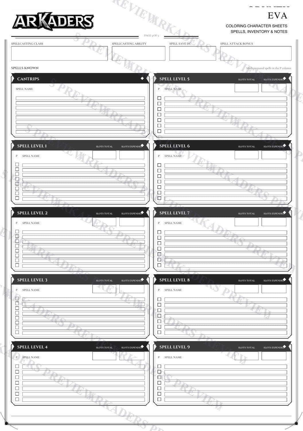 Eva Coloring Character Sheet 11