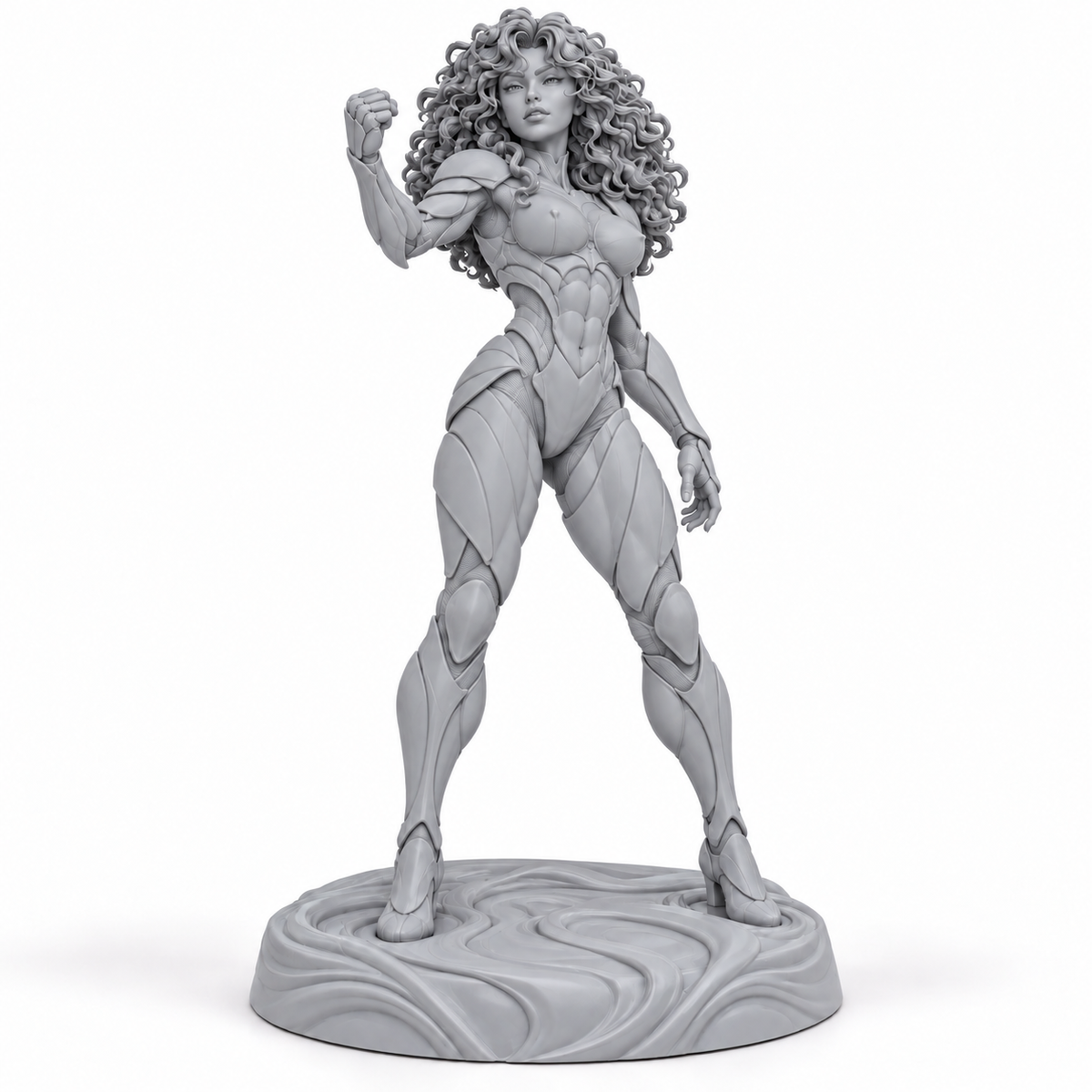 Cala included Ivoryta armour miniature in unpainted grey resin on white