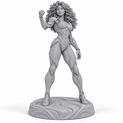 Cala included Ivoryta armour miniature in unpainted grey resin on white