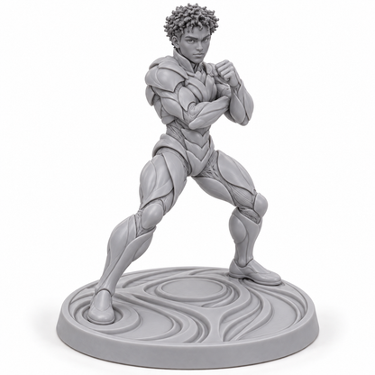 Cass Ivoryta organic armour miniature in unpainted grey resin on white