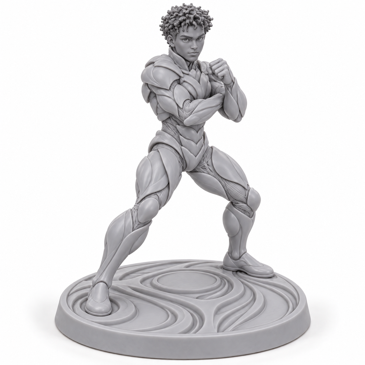 Cass included Ivoryta armour miniature in unpainted grey resin on white