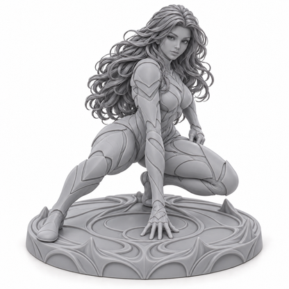 Kira included Ivoryta armour miniature in unpainted grey resin on white
