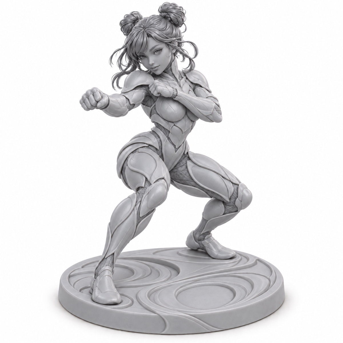 Vega Ivoryta organic armour miniature in unpainted grey resin on white