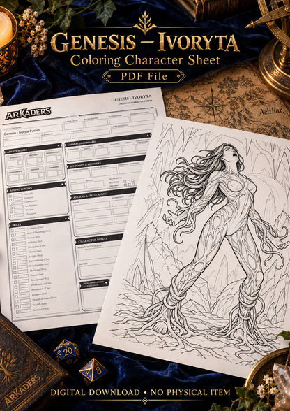 Genesis Ivoryta Fusion Coloring Character Sheet digital PDF cover