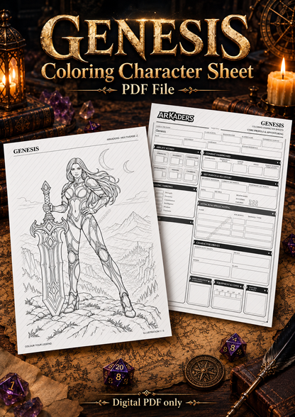Genesis — Coloring Character Sheet digital PDF cover