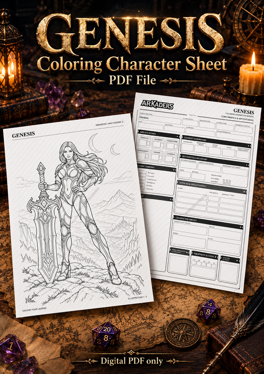 Genesis — Coloring Character Sheet digital PDF cover