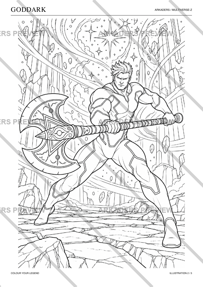 Goddark coloring illustration page 4 protected preview
