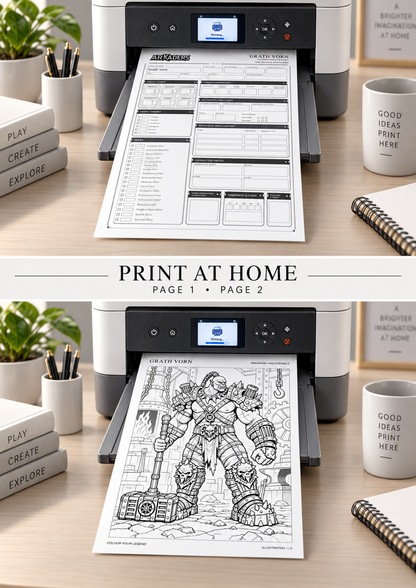 Grath Vorn Coloring Character Sheet — print at home