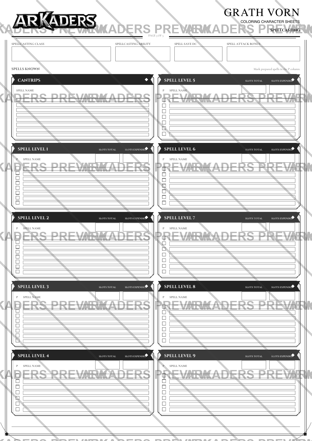 Grath Vorn Coloring Character Sheet — protected preview page 5