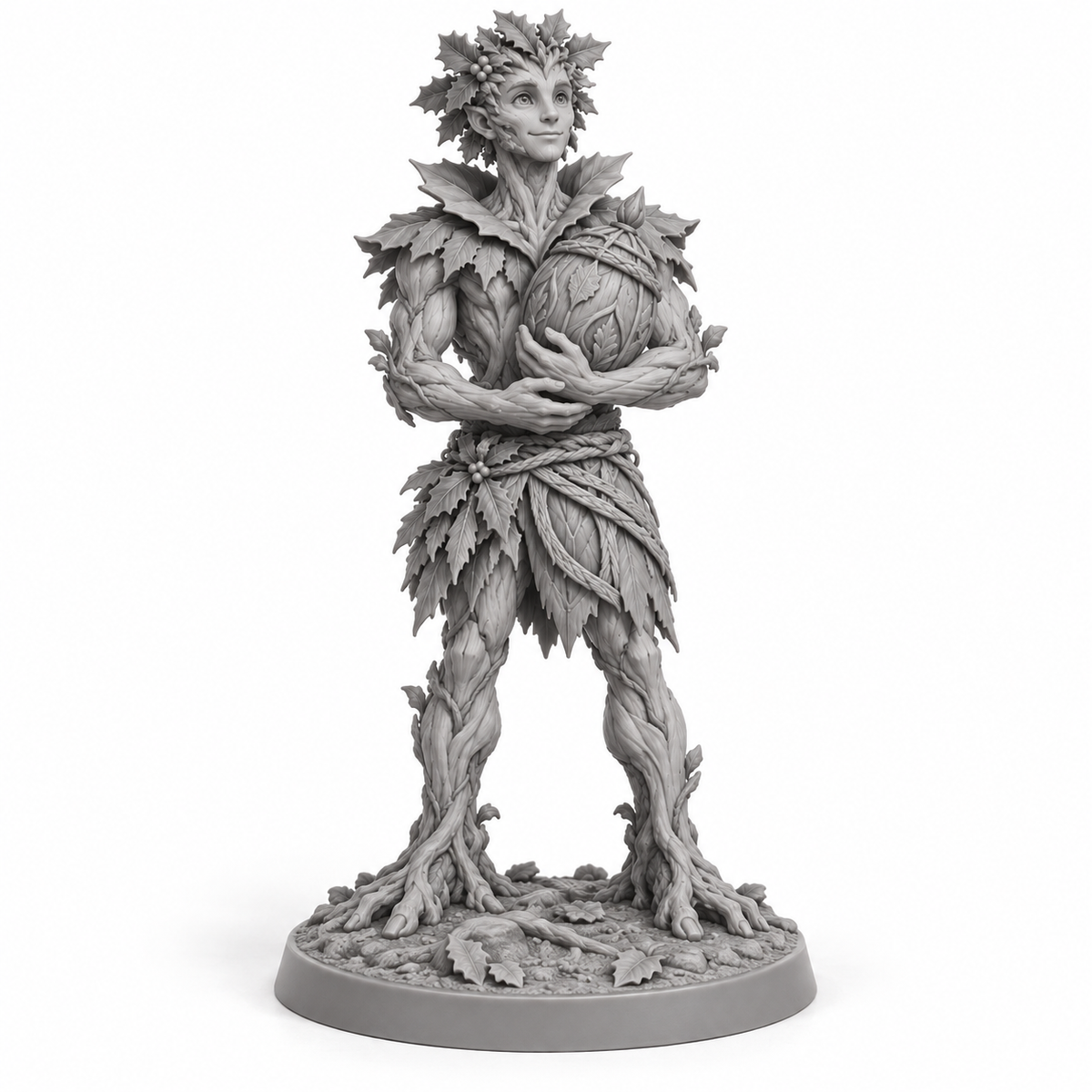 ilex Treebas druid miniature concept — resin front view