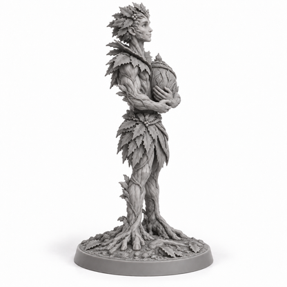 ilex Treebas druid — unpainted grey-resin concept, side