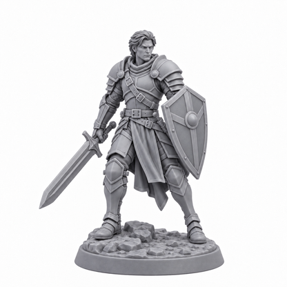 Kael Veyr — unpainted grey resin miniature