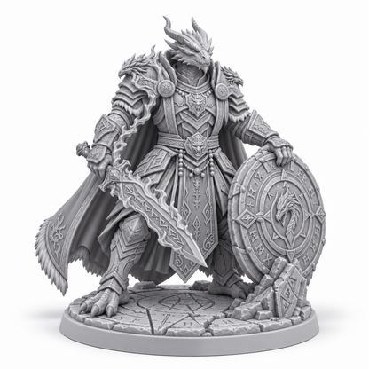Kaelith Vorn Flame Warden — grey resin miniature