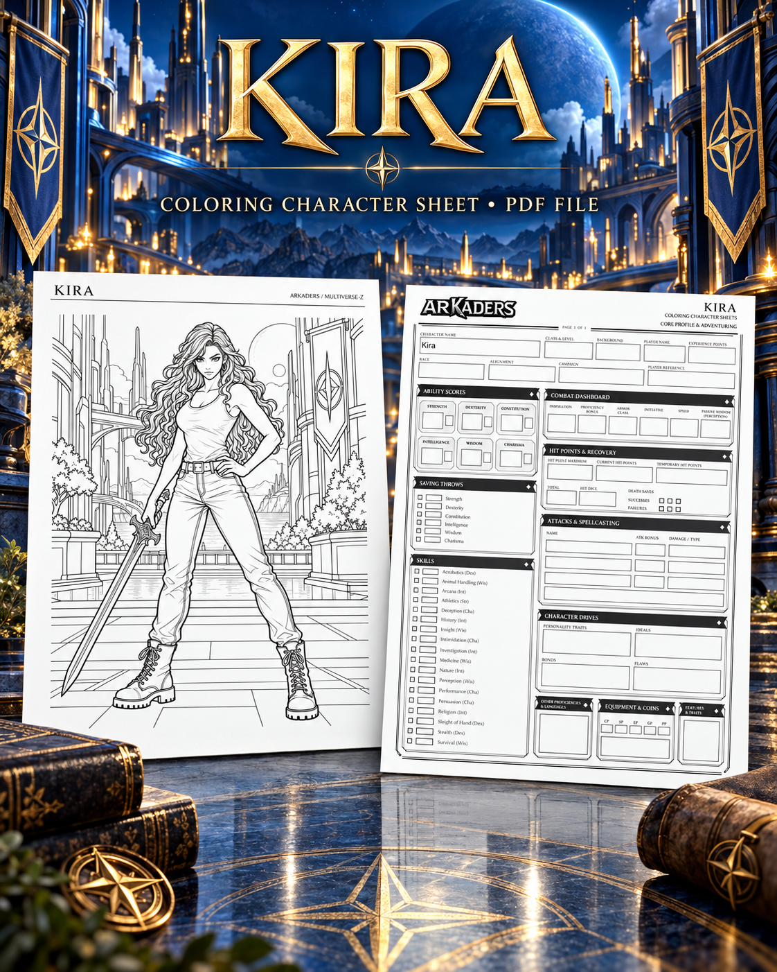Kira Coloring Character Sheet — cover