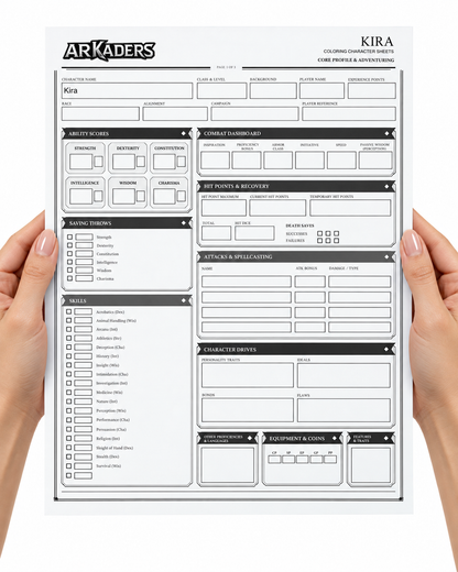 Kira Coloring Character Sheet — preview 2