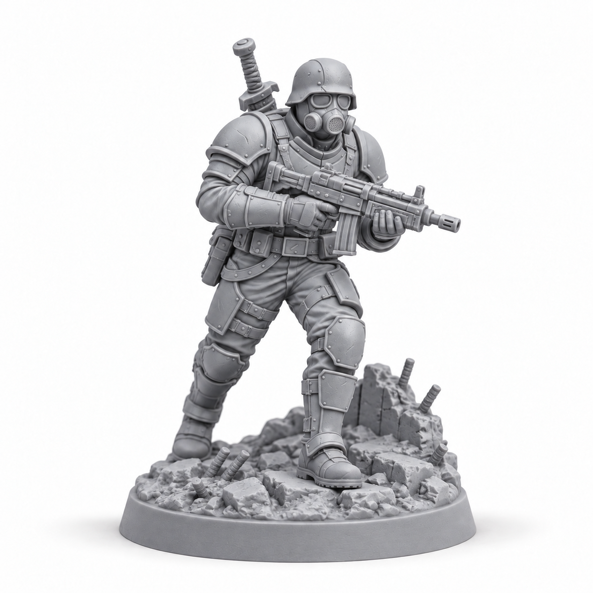 Lobo exclusive pose grey resin miniature