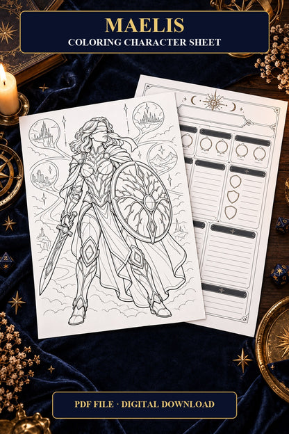Maelis Coloring Character Sheet 1
