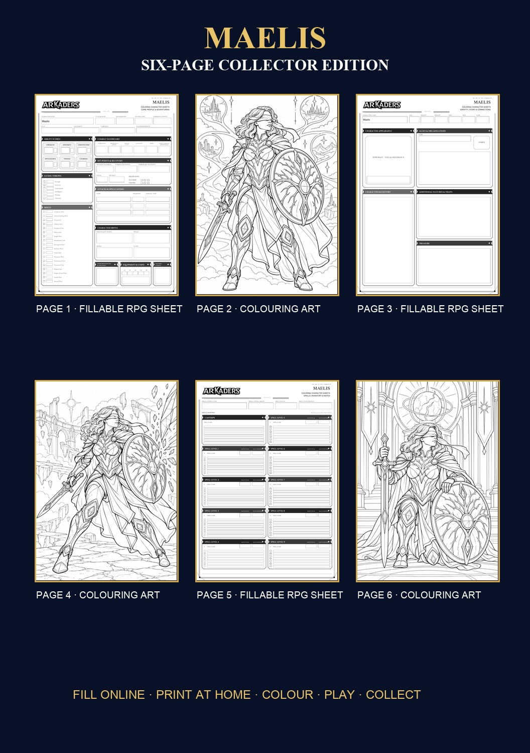 Maelis Coloring Character Sheet 6