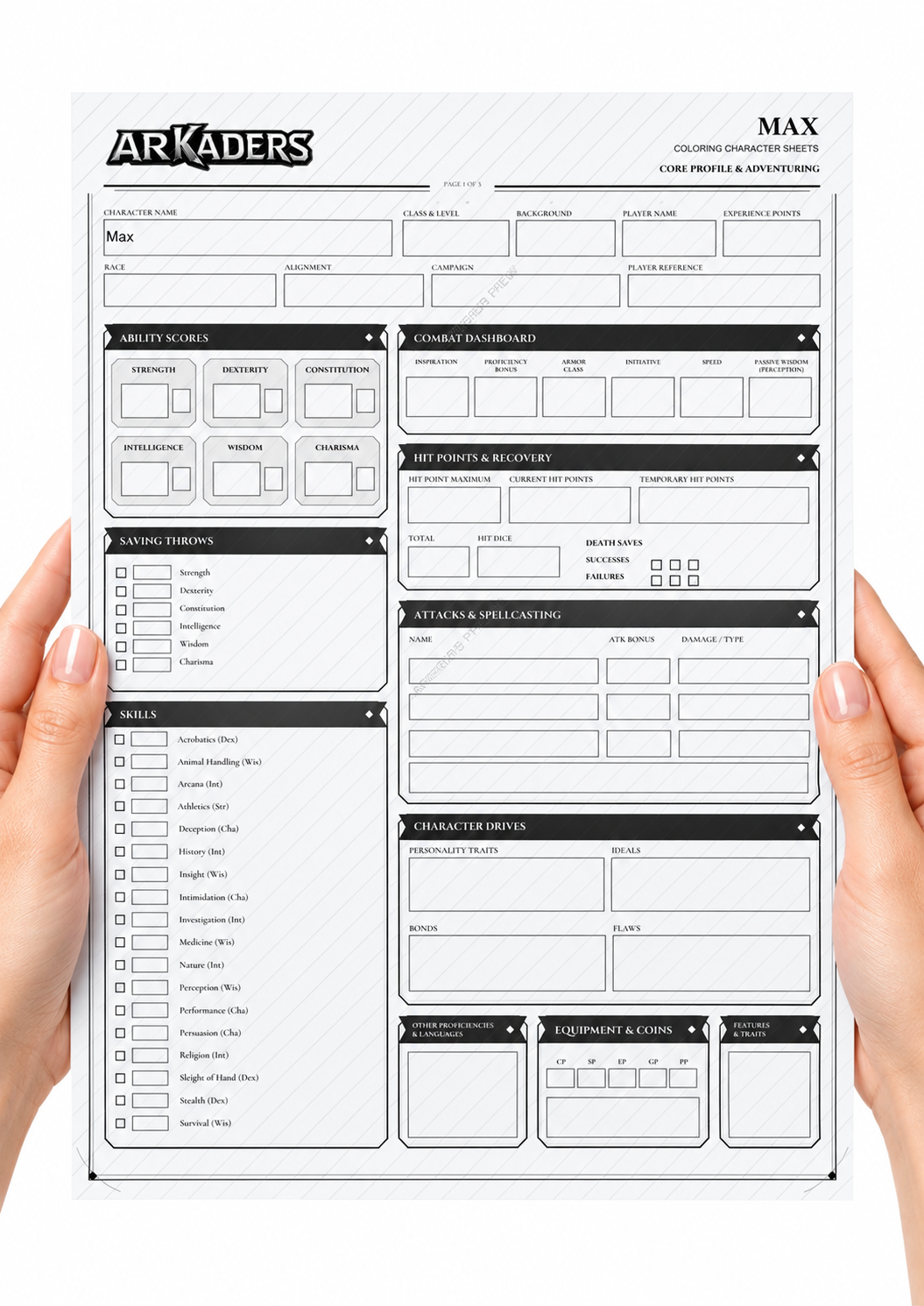 Max Coloring Character Sheet — 02-hands-front; protected preview