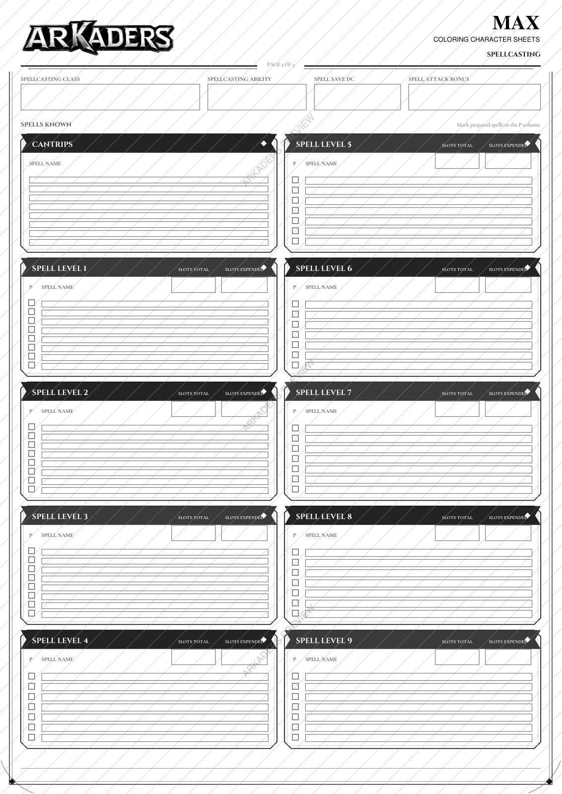 Max Coloring Character Sheet — Max-page-5-protected; protected preview