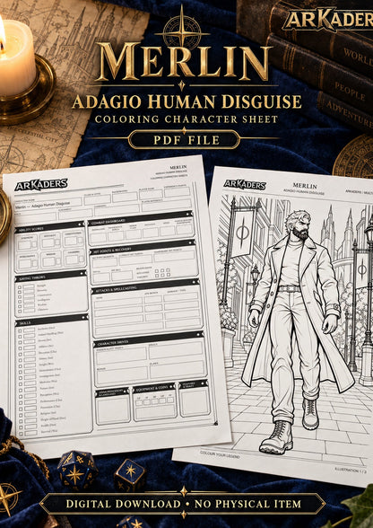 Merlin Adagio Human Disguise Coloring Character Sheet — image 1 of 12