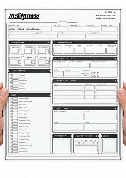Merlin Adagio Human Disguise Coloring Character Sheet — image 2 of 12