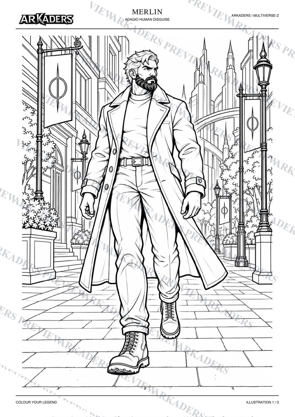 Merlin Adagio Human Disguise Coloring Character Sheet — image 8 of 12