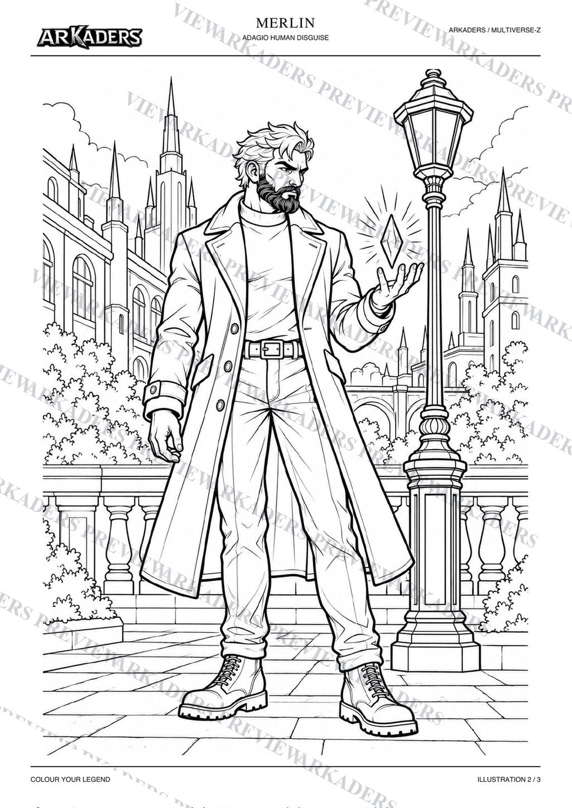 Merlin Adagio Human Disguise Coloring Character Sheet — image 10 of 12