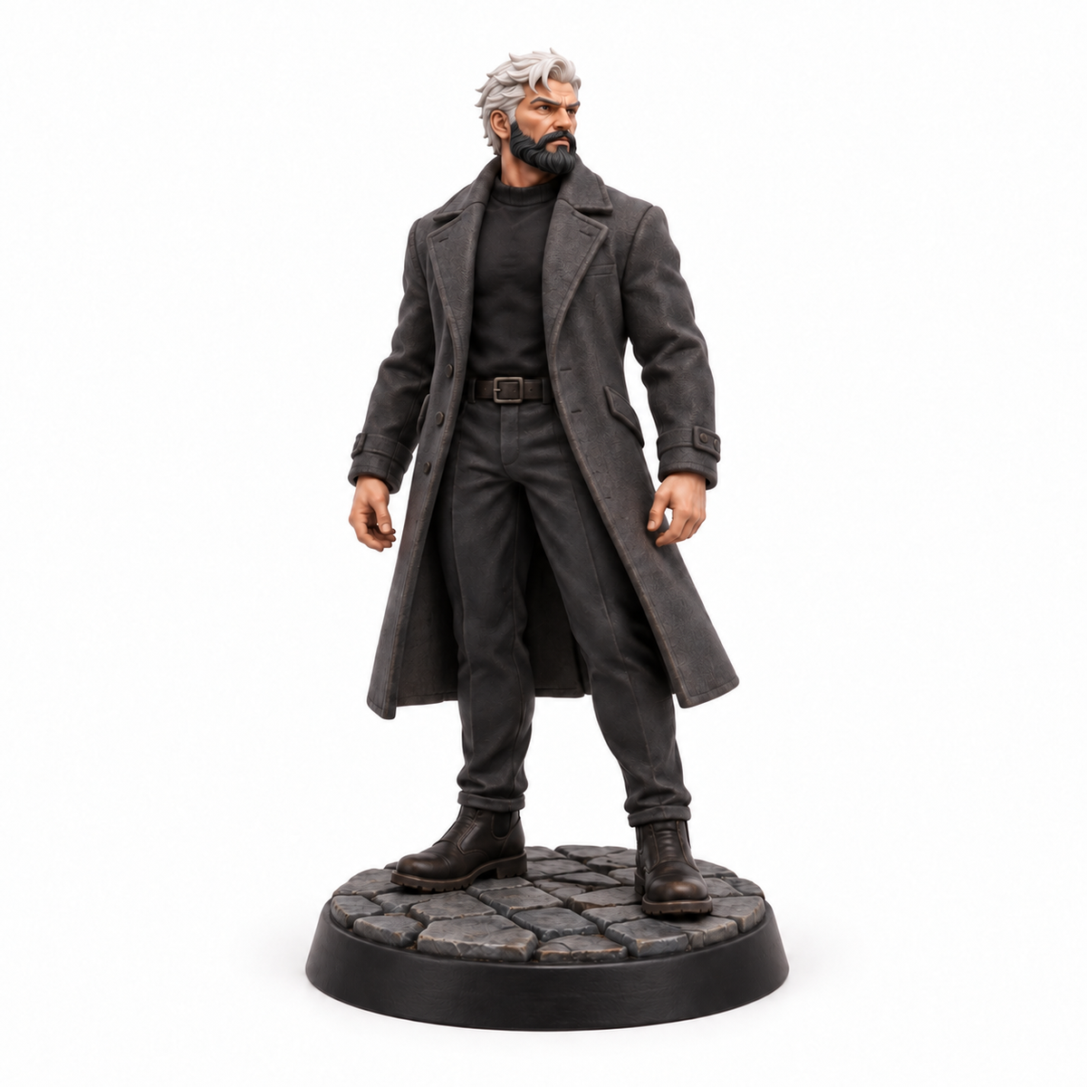 Merlin in human disguise — white hair and black beard — painted reference