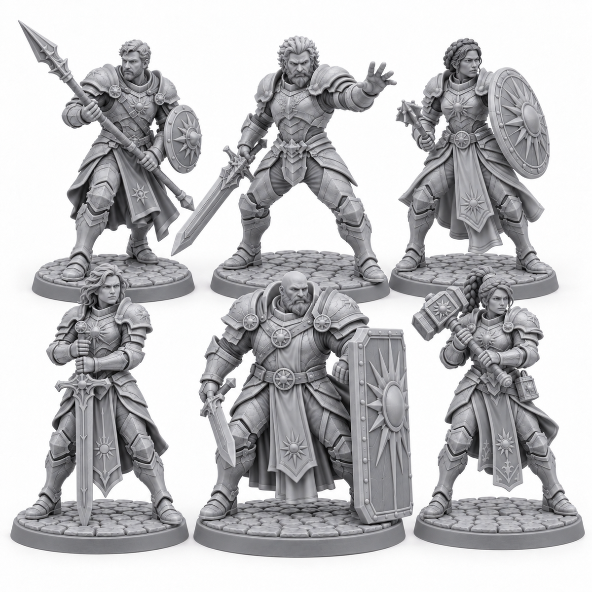 Merlin’s Dawn Oath Six — unpainted grey resin miniatures