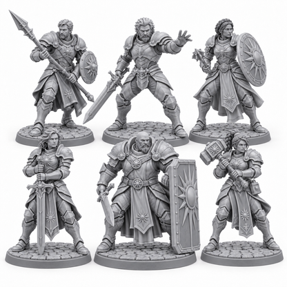 Merlin’s Dawn Oath Six — unpainted grey resin miniatures