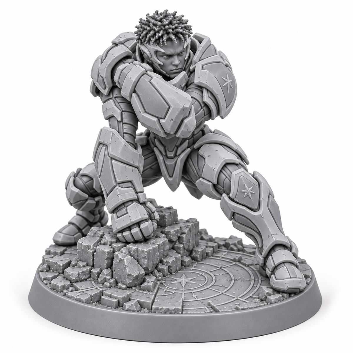 Cass in Merlin's first Prenova Bishop cadre — unpainted resin concept render