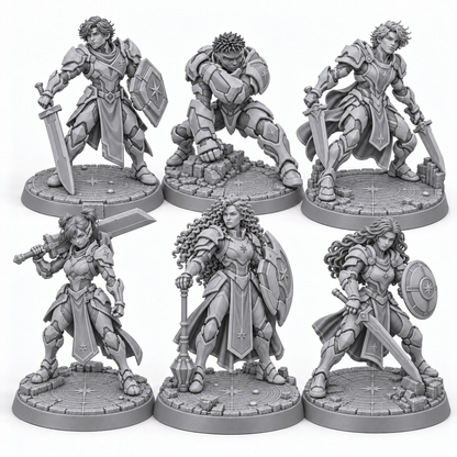 The Entourage as Merlin's first cadre of Prenova Bishops — unpainted resin concept render